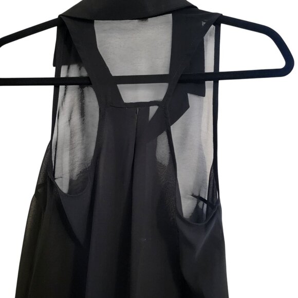 CHOCOLATE | Black Sleeveless Button Sheer Blouse - Picture 3 of 10